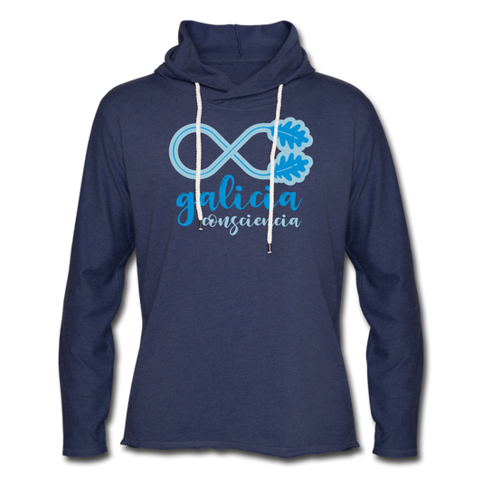 Sudadera Ligera Azul Marino Jaspeado con capucha (Unisex) - Consciencia Galicia LightBlue&SkyBlue - heather navy