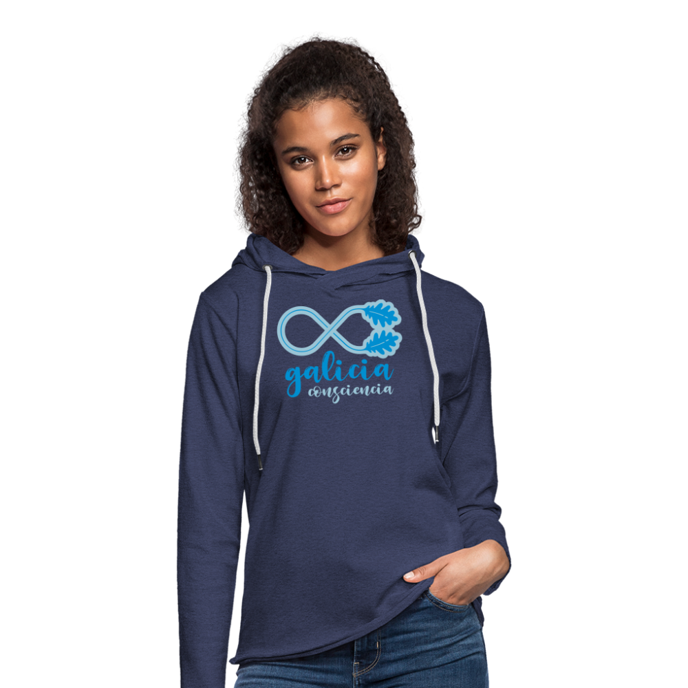 Sudadera Ligera Azul Marino Jaspeado con capucha (Unisex) - Consciencia Galicia LightBlue&SkyBlue - heather navy