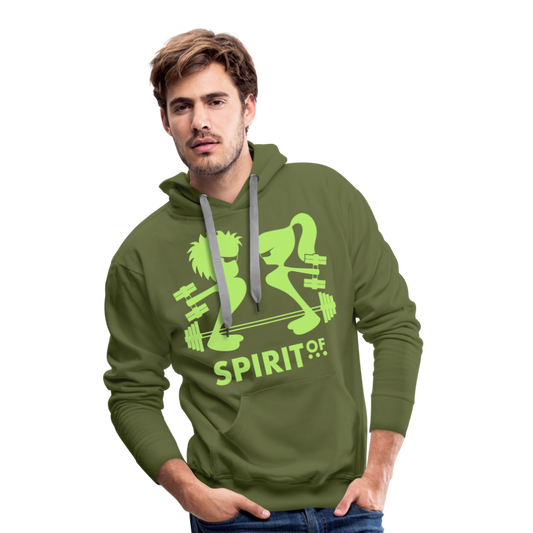 Sudadera Verde con capucha (Hombre) - Spiritof Gym BrightGreen Shapes - olive green