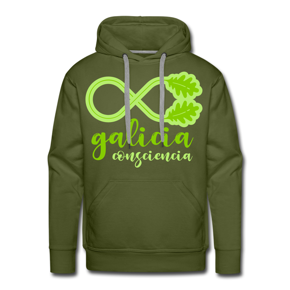 Sudadera Verde con capucha (Hombre) - Consciencia Galicia AppleGreen&BrightGreen - olive green