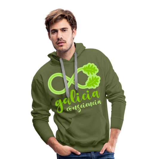 Sudadera Verde con capucha (Hombre) - Consciencia Galicia AppleGreen&BrightGreen - olive green