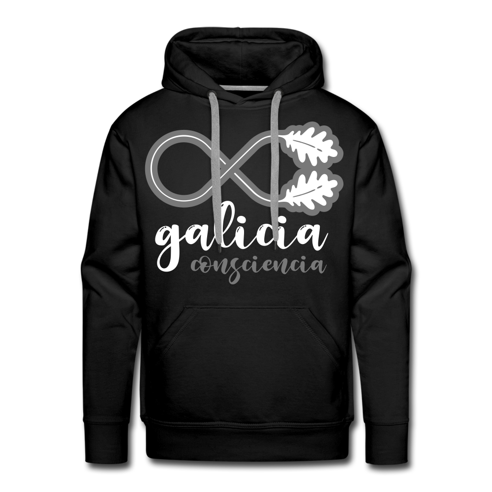 Sudadera Negra con capucha (Hombre) - Consciencia Galicia White&Grey - black