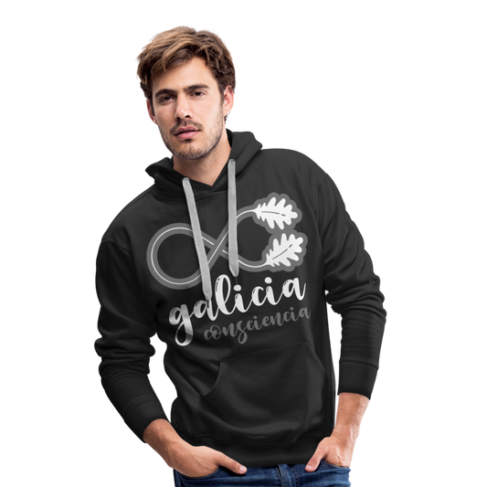 Sudadera Negra con capucha (Hombre) - Consciencia Galicia White&Grey - black