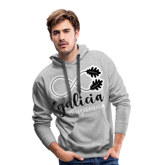 Sudadera Gris con capucha (Hombre) - Consciencia Galicia Black&WHite - heather grey