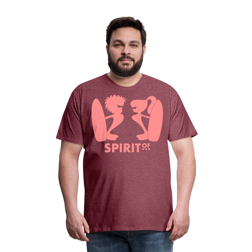Camiseta Premium 150 Rojo Burdeos Salpicado (Hombre) - Spiritof Surf Pink - heather burgundy