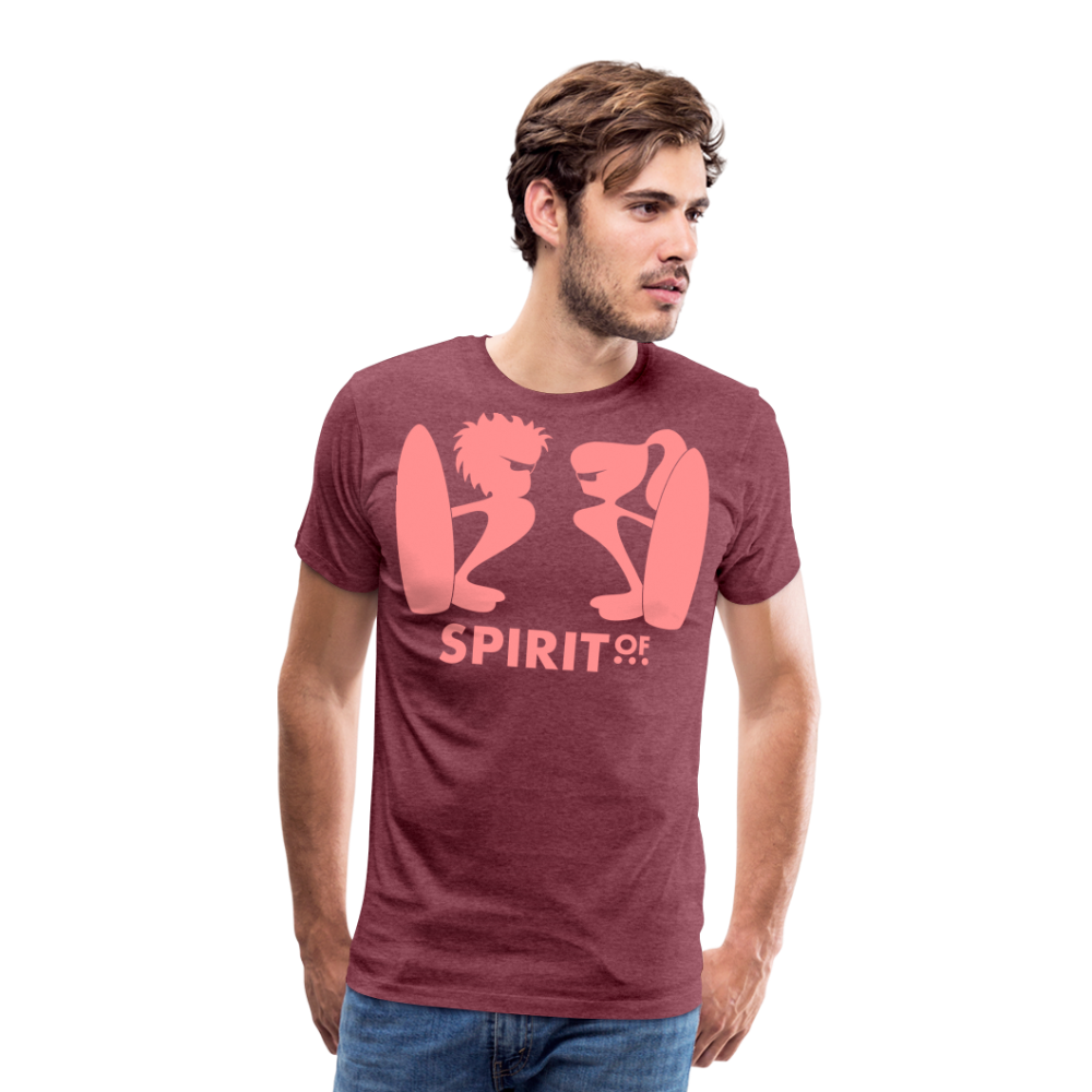 Camiseta Premium 150 Rojo Burdeos Salpicado (Hombre) - Spiritof Surf Pink - heather burgundy