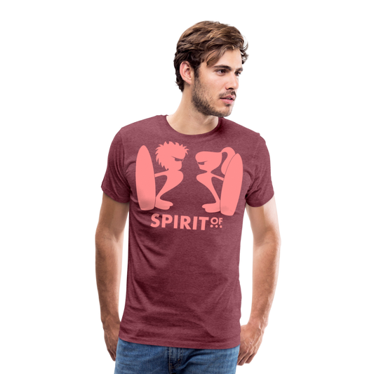 Camiseta Premium 150 Rojo Burdeos Salpicado (Hombre) - Spiritof Surf Pink - heather burgundy