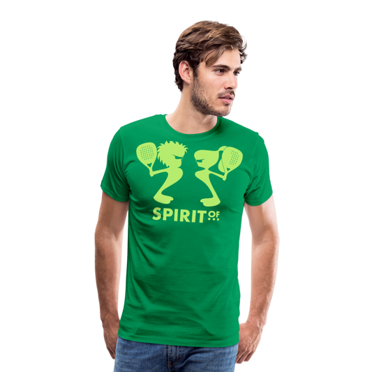 Camiseta Premium 150 Verde (Hombre) - Spiritof Pádel BrightGreen Shapes - kelly green