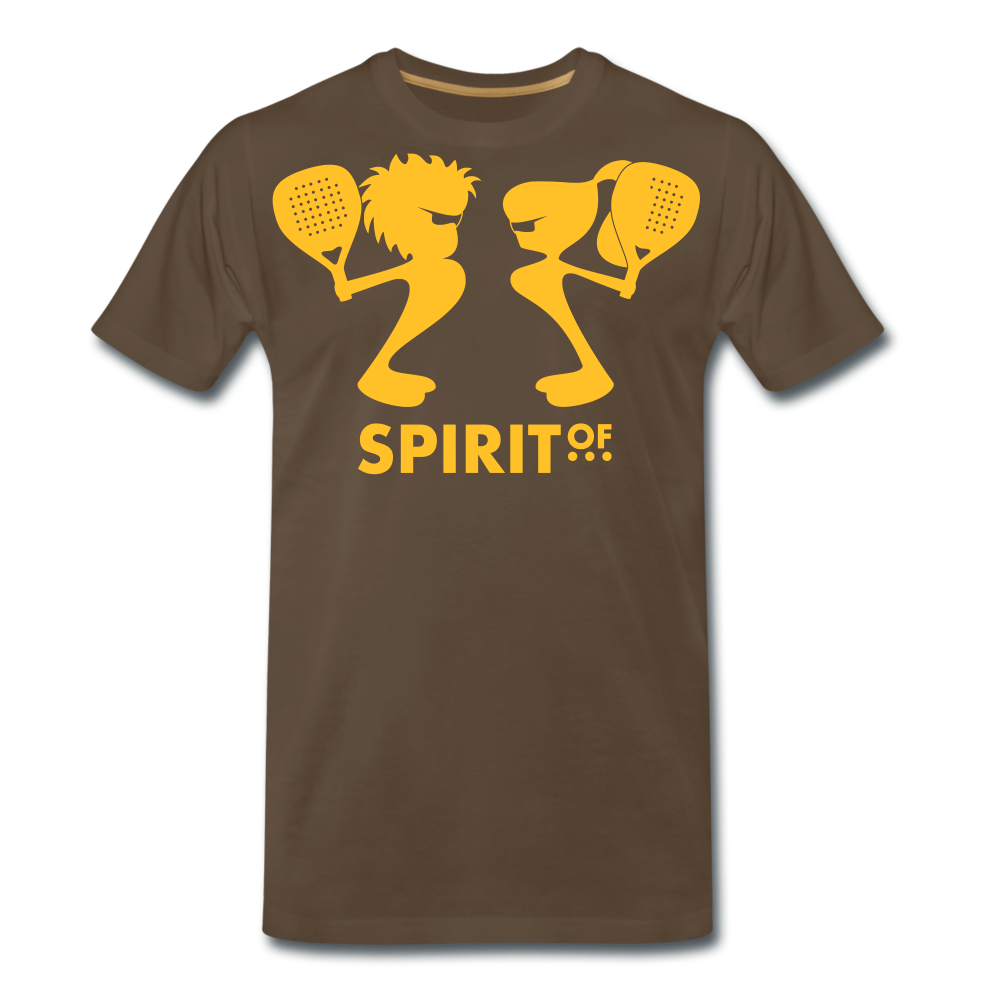 Camiseta Premium 150 Marrón (Hombre) - Spiritof Pádel YellowGold Shapes - noble brown