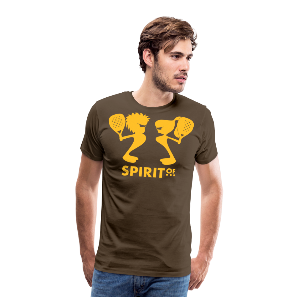 Camiseta Premium 150 Marrón (Hombre) - Spiritof Pádel YellowGold Shapes - noble brown