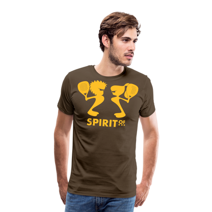 Camiseta Premium 150 Marrón (Hombre) - Spiritof Pádel YellowGold Shapes - noble brown