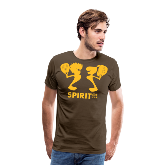 Camiseta Premium 150 Marrón (Hombre) - Spiritof Pádel YellowGold Shapes - noble brown