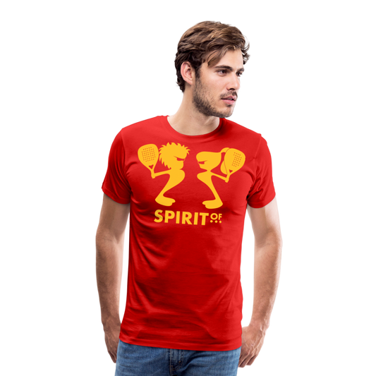 Camiseta Premium 150 Roja (Hombre) - Spiritof Pádel YellowGold Shapes - red