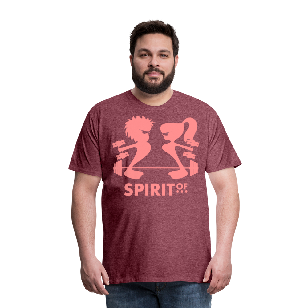 Camiseta Premium 150 Rojo Burdeos Salpicado (Hombre) - Spiritof Gym Pink Shapes - heather burgundy