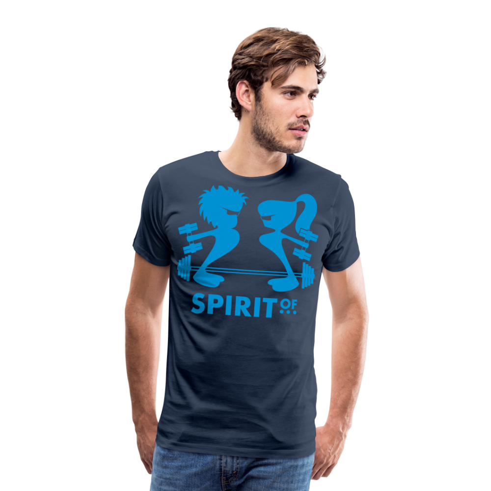Camiseta Premium 150 Azul Marino (Hombre) - Spiritof Gym LightBlue Shapes - navy