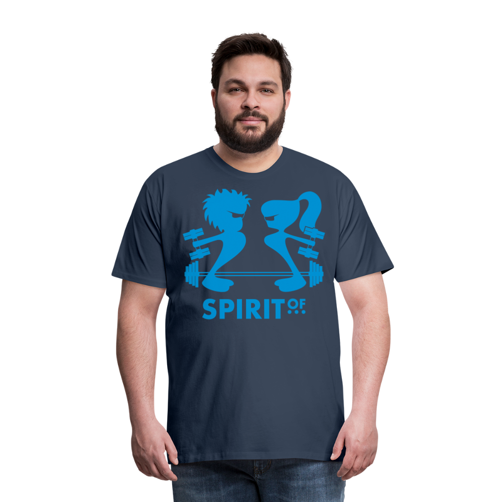 Camiseta Premium 150 Azul Marino (Hombre) - Spiritof Gym LightBlue Shapes - navy