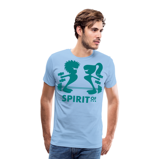 Camiseta Premium 150 Azul Cielo (Hombre) - Spiritof Gym EmeraldGreen Shapes - sky