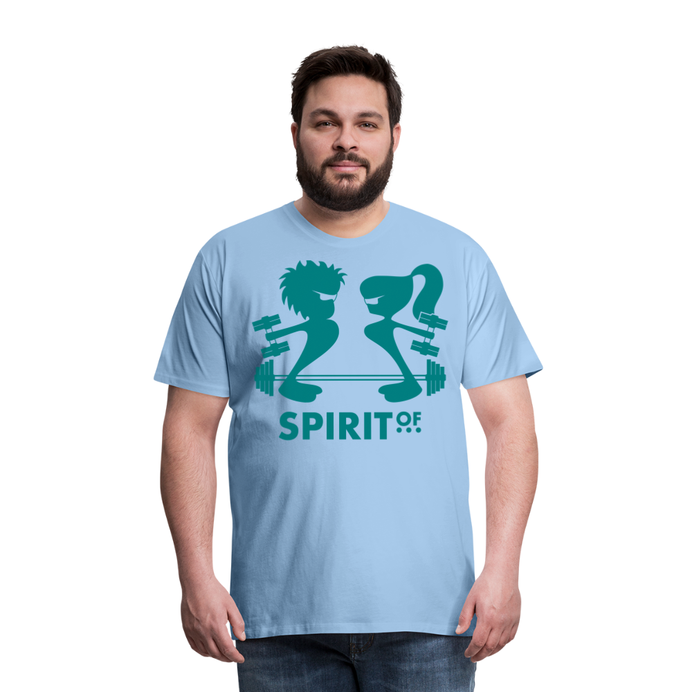 Camiseta Premium 150 Azul Cielo (Hombre) - Spiritof Gym EmeraldGreen Shapes - sky