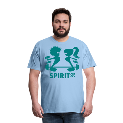 Camiseta Premium 150 Azul Cielo (Hombre) - Spiritof Gym EmeraldGreen Shapes - sky