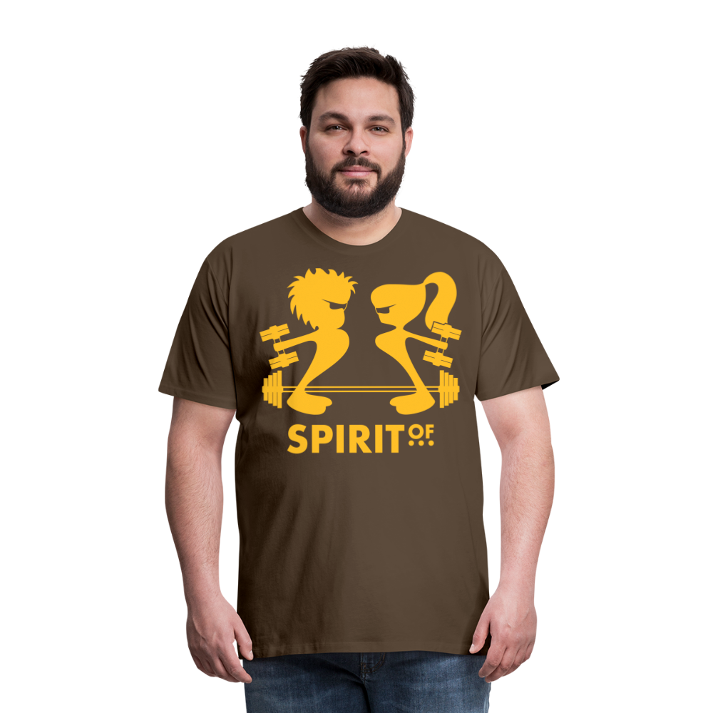 Camiseta Premium 150 Marrón (Hombre) - Spiritof Gym YellowGold Shapes - noble brown