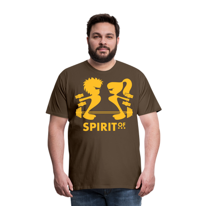 Camiseta Premium 150 Marrón (Hombre) - Spiritof Gym YellowGold Shapes - noble brown