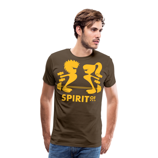 Camiseta Premium 150 Marrón (Hombre) - Spiritof Gym YellowGold Shapes - noble brown