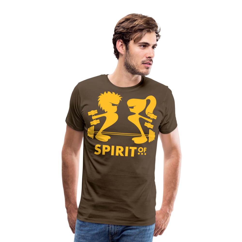 Camiseta Premium 150 Marrón (Hombre) - Spiritof Gym YellowGold Shapes - noble brown