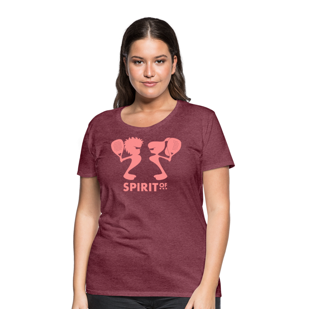 Camiseta Premium 150 Rojo Burdeos Salpicado (Mujer) - Spiritof Pádel Pink Shapes - heather burgundy