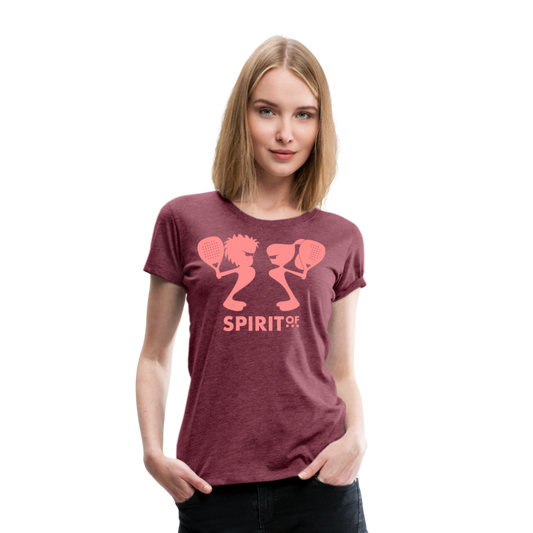 Camiseta Premium 150 Rojo Burdeos Salpicado (Mujer) - Spiritof Pádel Pink Shapes - heather burgundy