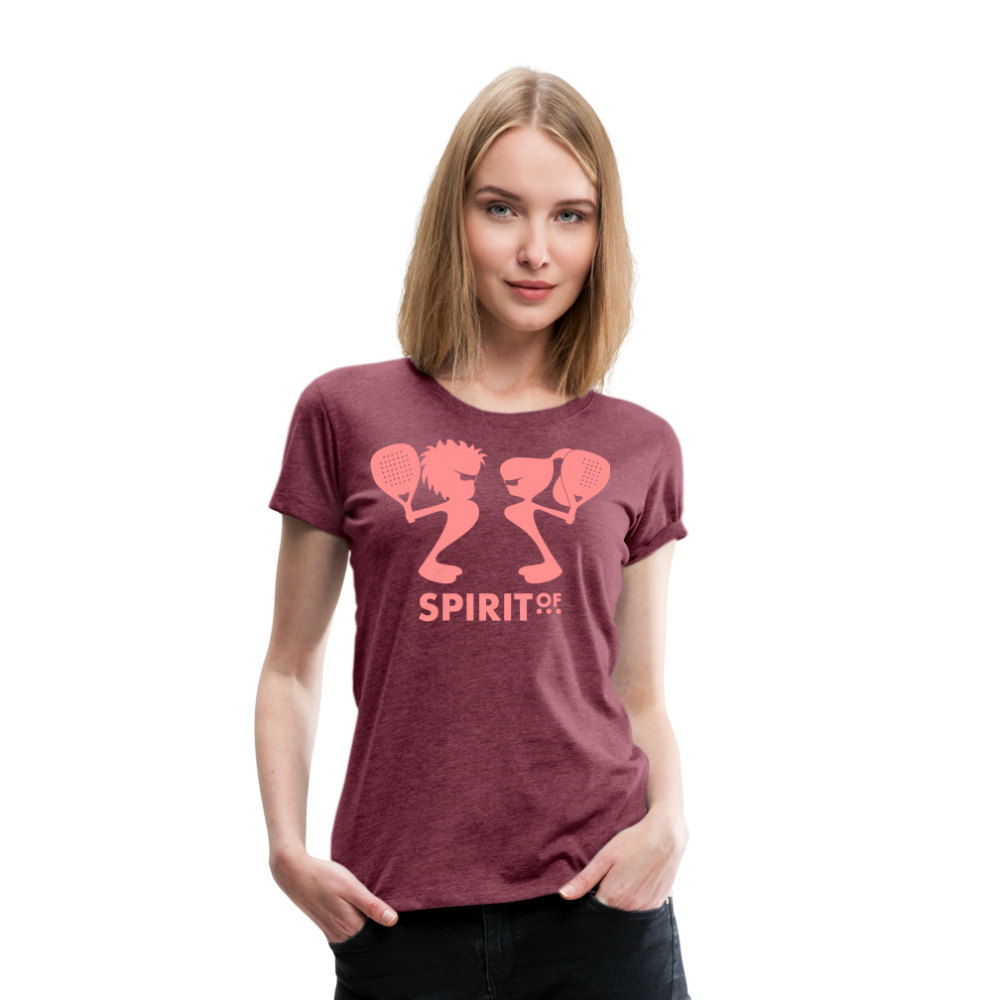 Camiseta Premium 150 Rojo Burdeos Salpicado (Mujer) - Spiritof Pádel Pink Shapes - heather burgundy