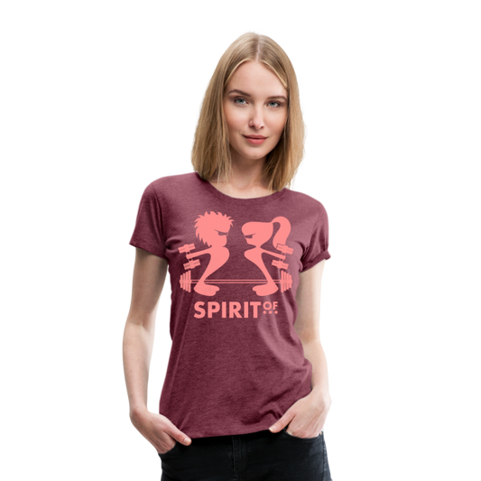 Camiseta Premium 150 Rojo Burdeos Salpicado (Mujer) - Spiritof Gym Pink Shapes - heather burgundy