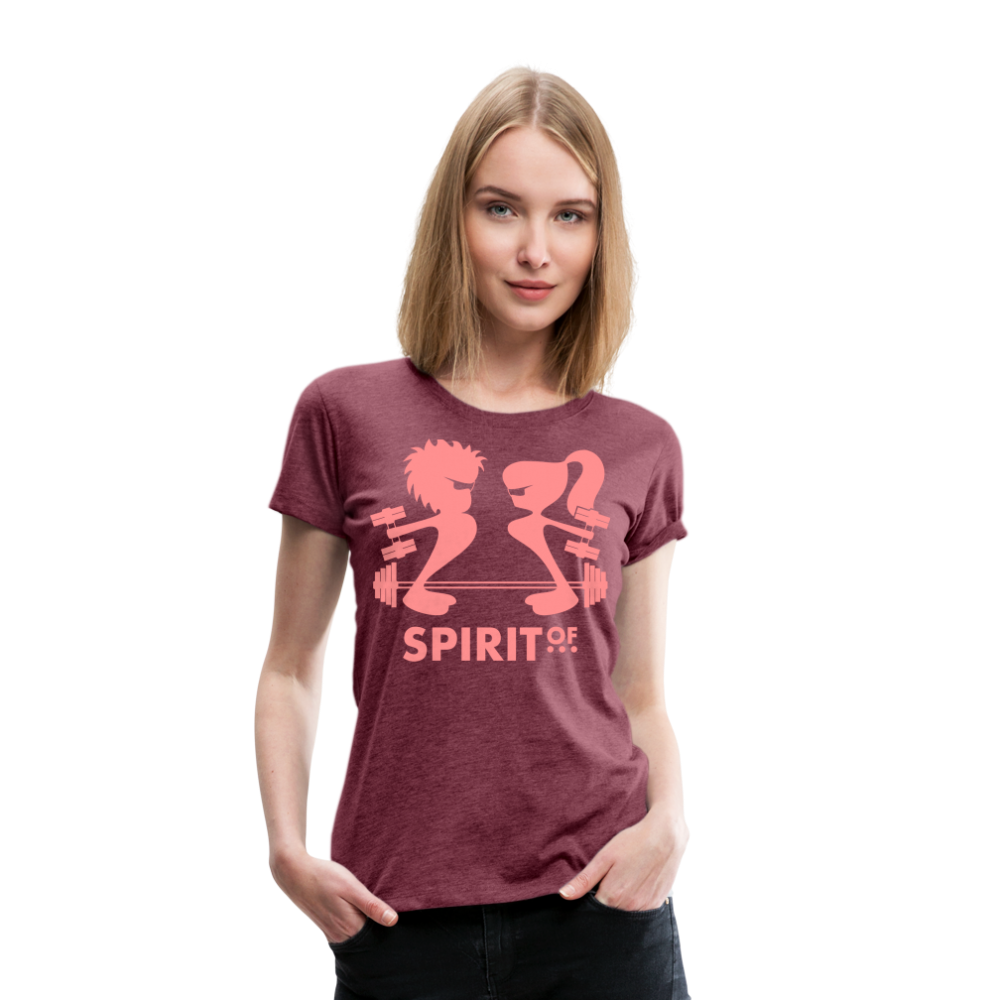 Camiseta Premium 150 Rojo Burdeos Salpicado (Mujer) - Spiritof Gym Pink Shapes - heather burgundy
