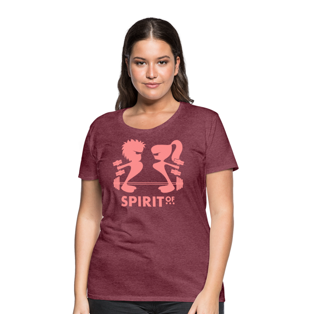 Camiseta Premium 150 Rojo Burdeos Salpicado (Mujer) - Spiritof Gym Pink Shapes - heather burgundy