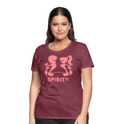 Camiseta Premium 150 Rojo Burdeos Salpicado (Mujer) - Spiritof Gym Pink Shapes - heather burgundy