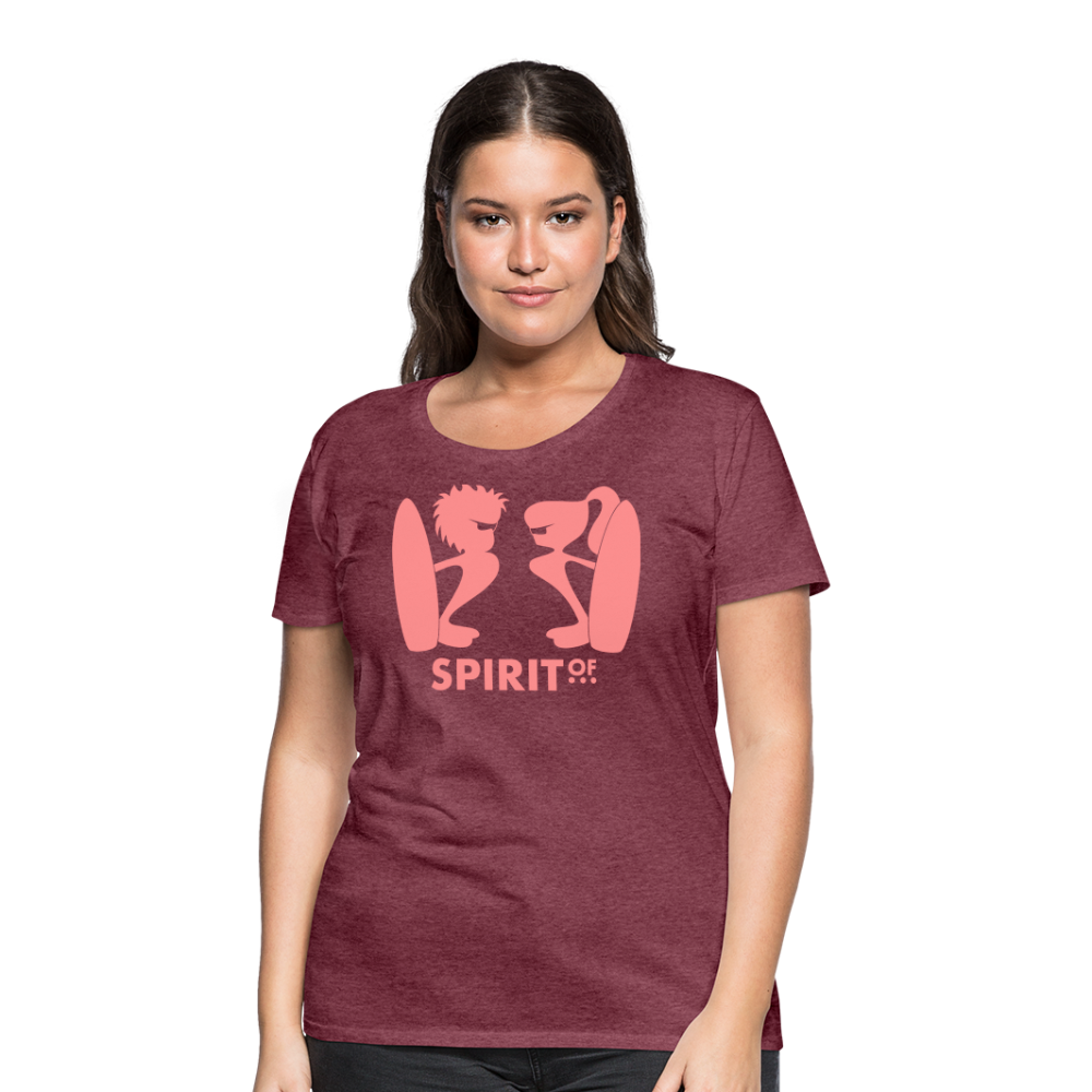 Camiseta Premium 150 Rojo Burdeos Salpicado (Mujer) - Spiritof Surf Pink Shapes - heather burgundy
