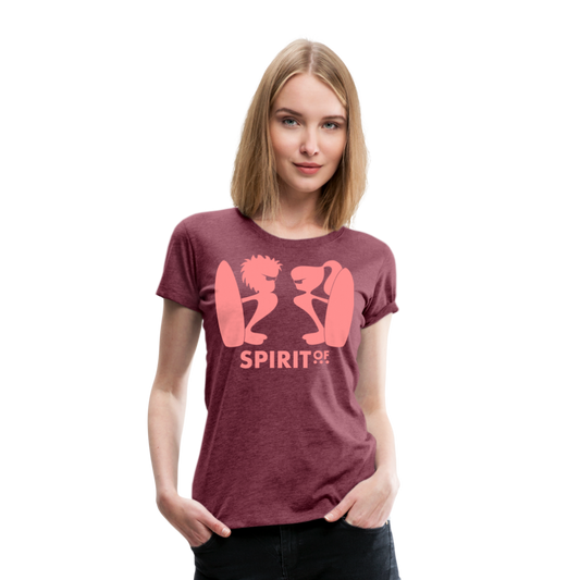 Camiseta Premium 150 Rojo Burdeos Salpicado (Mujer) - Spiritof Surf Pink Shapes - heather burgundy