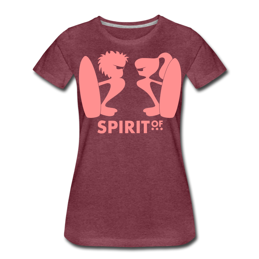 Camiseta Premium 150 Rojo Burdeos Salpicado (Mujer) - Spiritof Surf Pink Shapes - heather burgundy