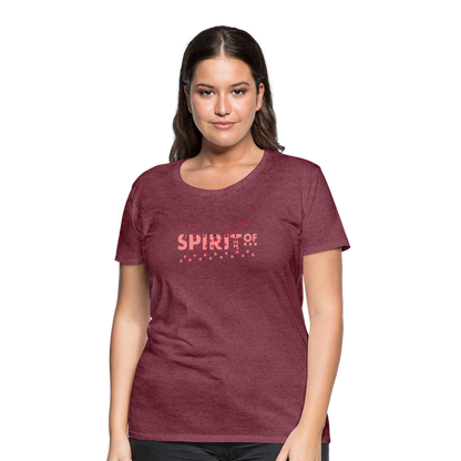 Camiseta Premium 150 Rojo Burdeos Salpicado (Mujer) - Spiritof AnimaLove Pink&BurgundyRed (FootPrints) - heather burgundy