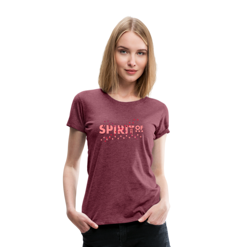 Camiseta Premium 150 Rojo Burdeos Salpicado (Mujer) - Spiritof AnimaLove Pink&BurgundyRed (FootPrints) - heather burgundy