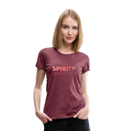 Camiseta Premium 150 Rojo Burdeos Salpicado (Mujer) - Spiritof AnimaLove Pink&BurgundyRed (FootPrints) - heather burgundy