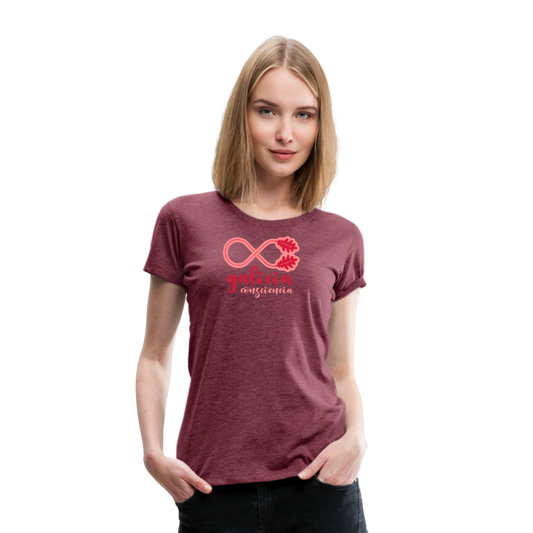 Camiseta Premium 150 Rojo Burdeos Salpicado (Mujer) - Consciencia Galicia Red&Pink - heather burgundy