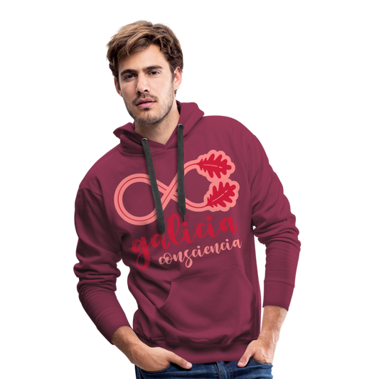 Sudadera Rojo Burdeos con capucha (Hombre) - Consciencia Galicia Red&Pink - bordeaux