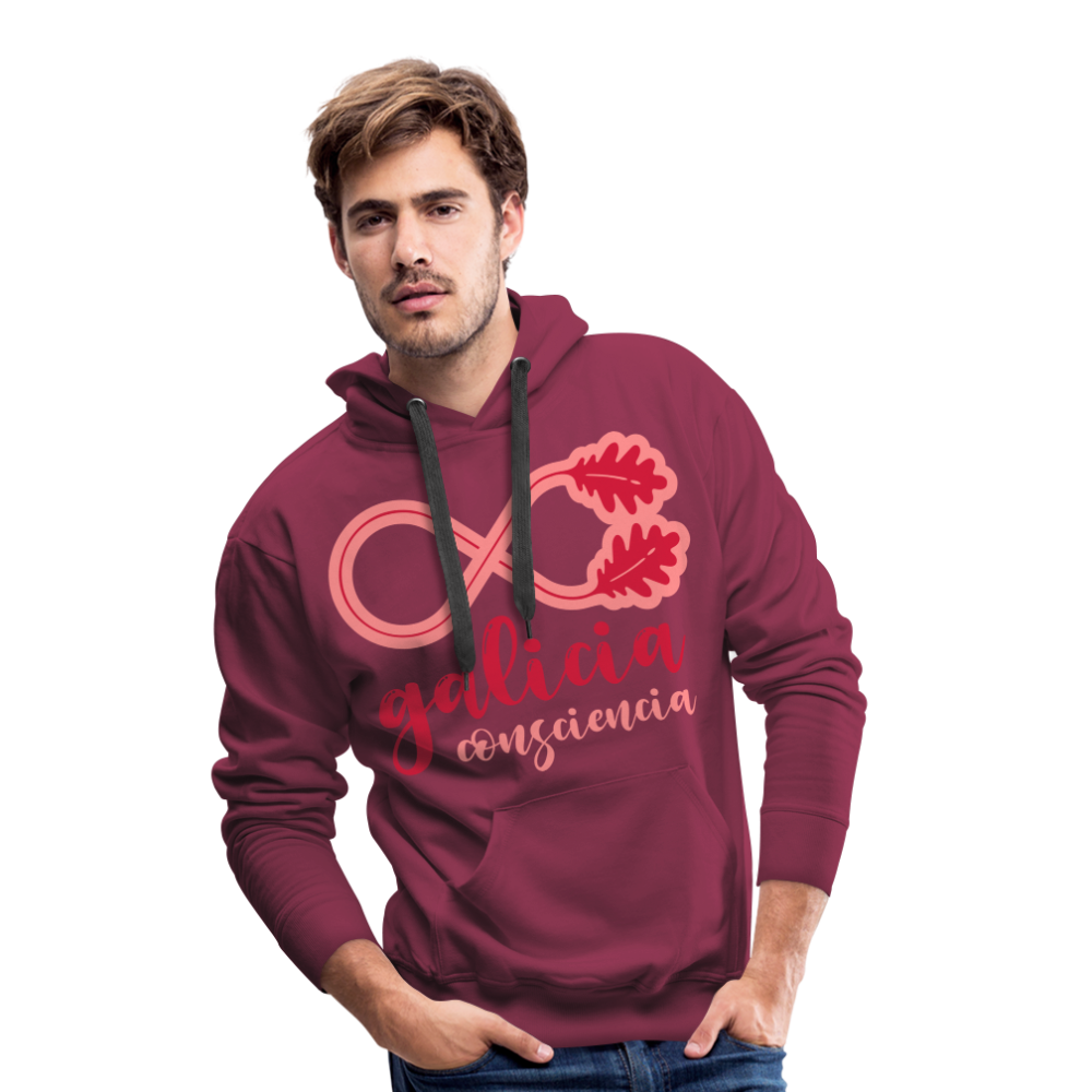 Sudadera Rojo Burdeos con capucha (Hombre) - Consciencia Galicia Red&Pink - bordeaux